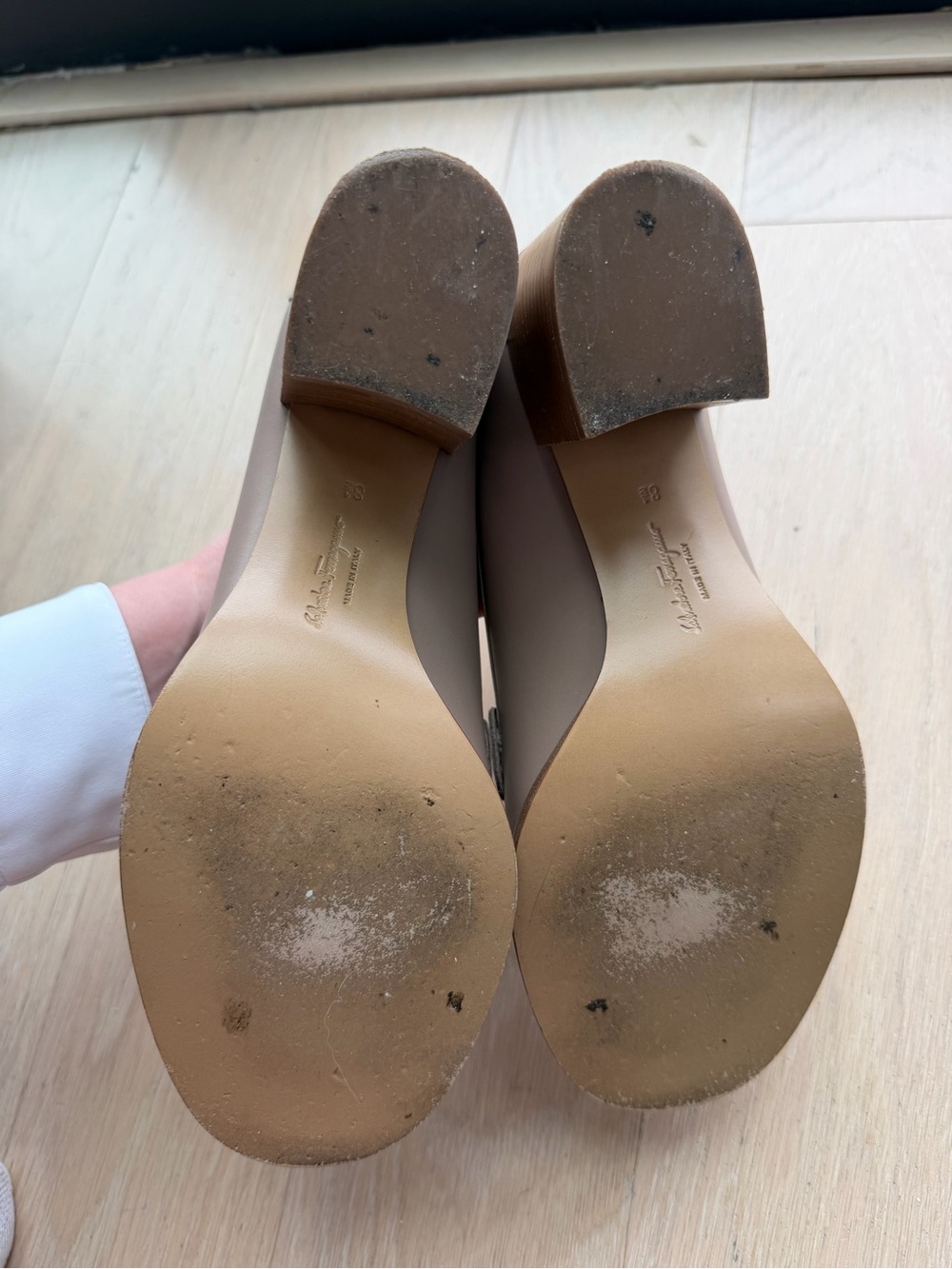 Salvatore Ferragamo Blush Nude Leather Horsebit Loafers - Picture 8 of 9